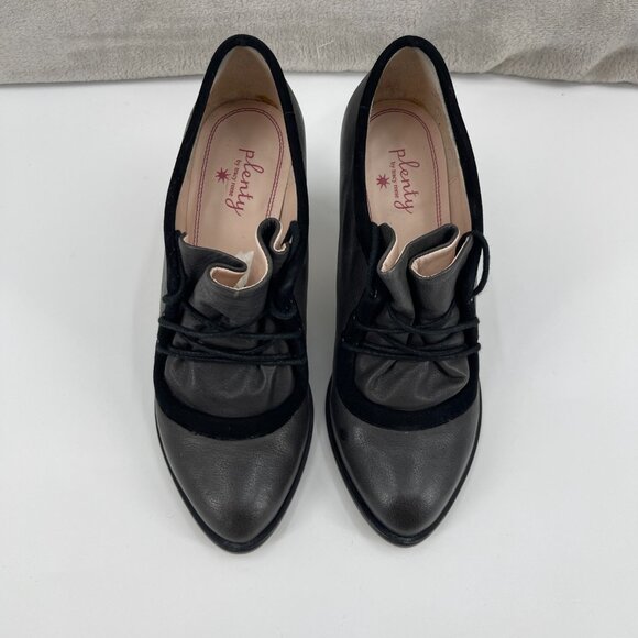 Plenty by Tracy Reese Wayne Gray Leather Retro Lace Up Heels Pumps - Picture 7 of 14